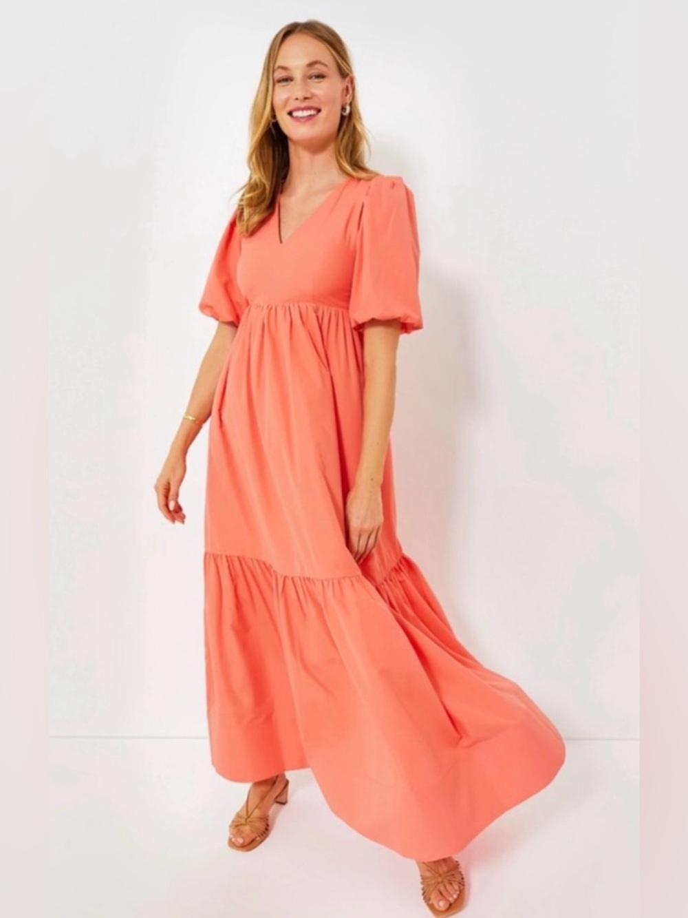 Tuckernuck Hyacinth House Coral Orange Taryn Maxi Dress Size Large NWT - Picture 1 of 8